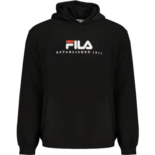 Schwarzer Baumwoll-Kapuzenpullover für Männer - Fila - Modalova