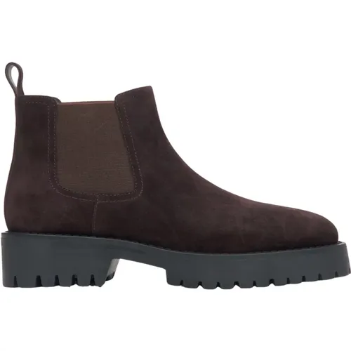 Damen dunkelbraune Low-Top Chelsea Boots aus echtem Velours , Damen, Größe: 37 EU - Estro - Modalova