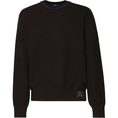 Wool Sweater Round Collar Elastic Cuffs , male, Sizes: L, M, XL - Burberry - Modalova