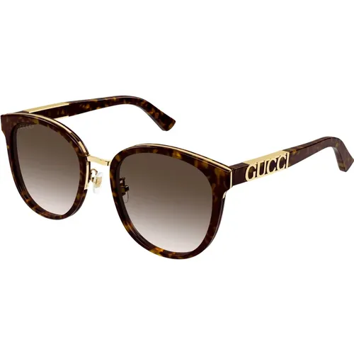 Havana/ Shaded Sunglasses , female, Sizes: 56 MM - Gucci - Modalova