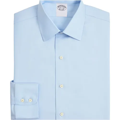 Pastellblaues Slim Fit Non-Iron Twill-Hemd mit Ainsley-Kragen , Herren, Größe: S - Brooks Brothers - Modalova