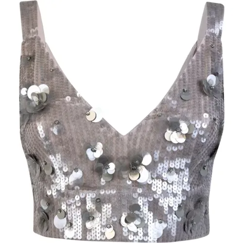 Sequin Embellished V-Neck Cropped Top , female, Sizes: M - P.a.r.o.s.h. - Modalova