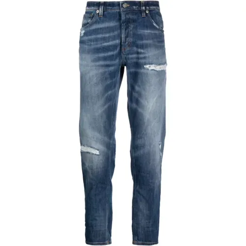Indigo Cropped Straight-Leg Denim Jeans - Dondup - Modalova
