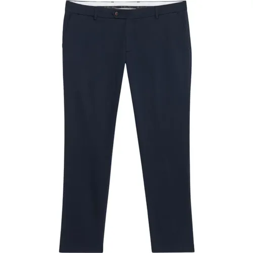 Marineblaue Slim Fit Doppelt Gedrehte Baumwoll-Chinos , Herren, Größe: W32 - Brooks Brothers - Modalova