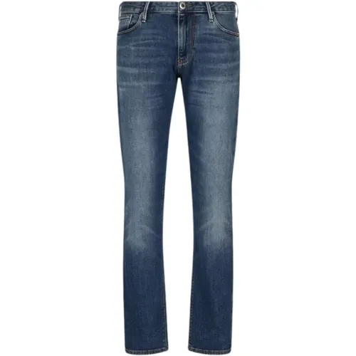 Slim Fit Denim Jeans Dunkelblau , Herren, Größe: W36 - Emporio Armani - Modalova