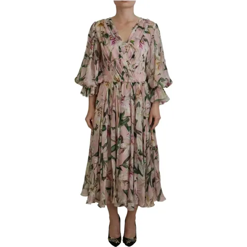 Blumenprint Maxikleid mit langen Ärmeln - Dolce & Gabbana - Modalova