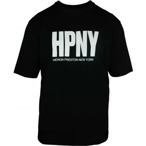 Schwarzes Baumwoll-T-Shirt mit HPNY-Druck , Herren, Größe: M - Heron Preston - Modalova
