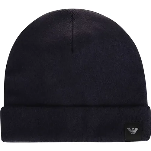 Marine Logo-Patch Beanie , Herren, Größe: M - Emporio Armani - Modalova