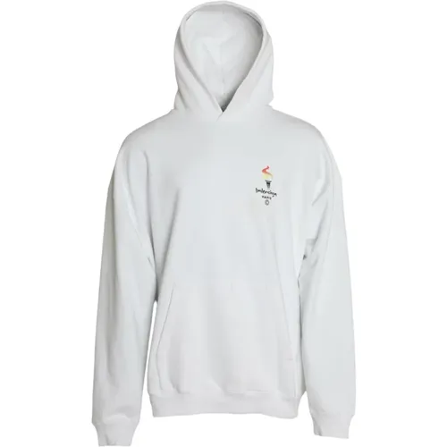 Weißer Baumwoll-Logo-Kapuzen-Sweatshirt , Herren, Größe: S - Balenciaga - Modalova