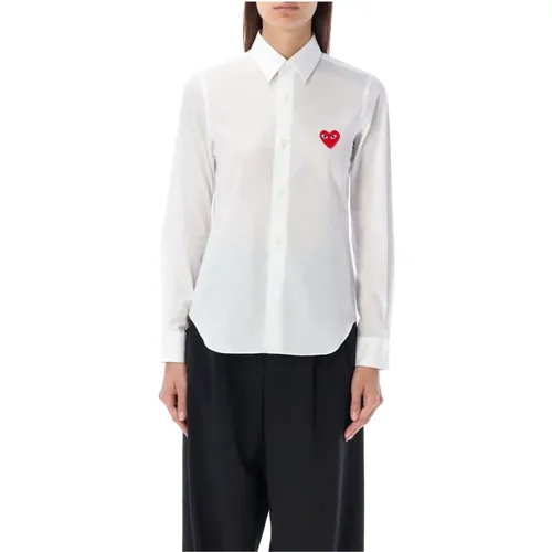 Weißes Heart Patch Hemd - Comme des Garçons - Modalova