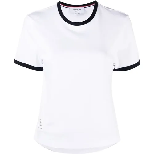 Cotton T-shirt with Signature Details , female, Sizes: XS - Thom Browne - Modalova