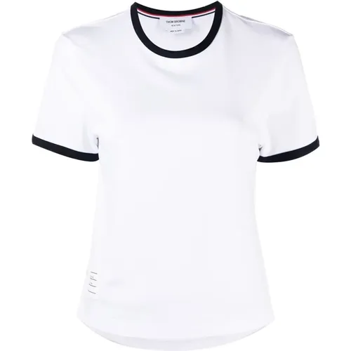 Cotton T-shirt with Signature Details , female, Sizes: XS, S - Thom Browne - Modalova