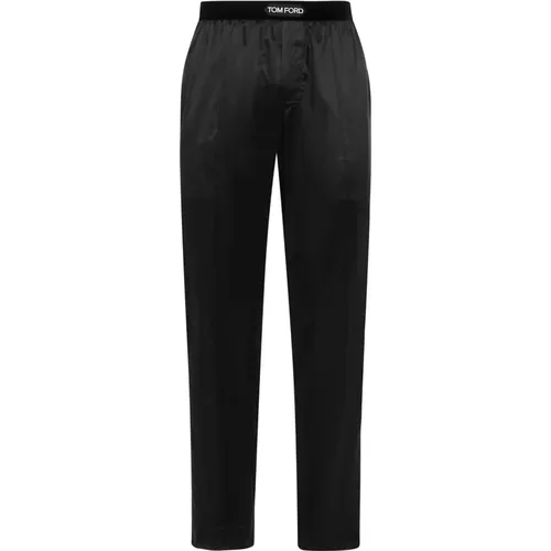 Black Elasticated Velvet Band Pants , male, Sizes: XL - Tom Ford - Modalova