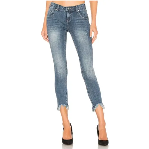 Frayed Hem Skinny Jeans Blau - One Teaspoon - Modalova