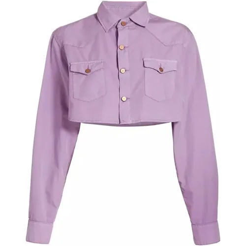 Lilac Oversized Denim Jacket with Button Placket , female, Sizes: S - 3X1 - Modalova