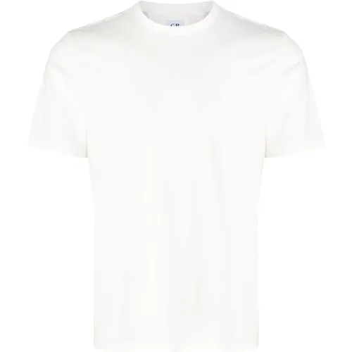 Weißes Baumwoll-Crew-Neck T-Shirt - C.P. Company - Modalova