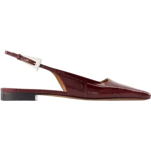 Krokogeprägtes Leder Slingback - Burgund , Damen, Größe: 36 EU - Paris Texas - Modalova