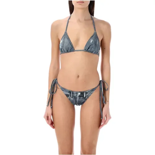 Denim Print Bikini Swimsuit , female, Sizes: M, S - Acne Studios - Modalova