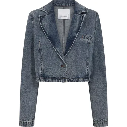 Denim Crop Blazer 30148 , female, Sizes: M, S, L, XL - Co'Couture - Modalova