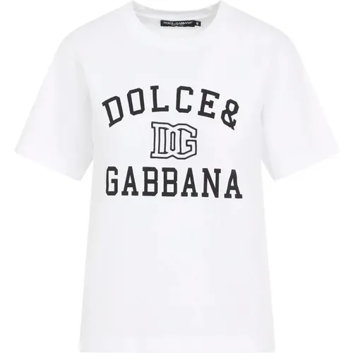 Optisches Weißes Tshirt , Damen, Größe: 2XS - Dolce & Gabbana - Modalova