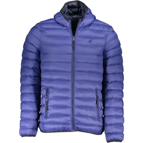 Blaue Nylon Kapuzenjacke mit Logo , Herren, Größe: 2XL - U.S. Polo Assn. - Modalova