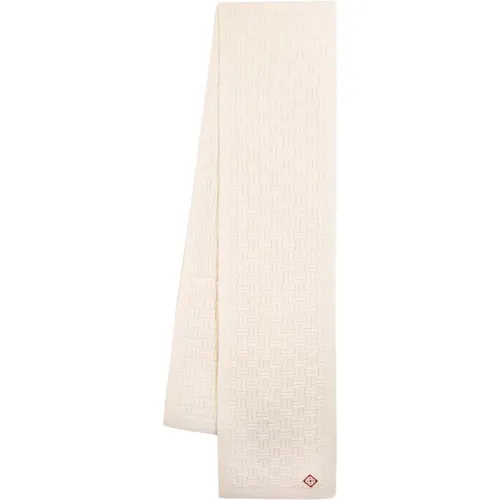 White Wool Column Stitch Scarf , unisex, Sizes: ONE SIZE - Casablanca - Modalova