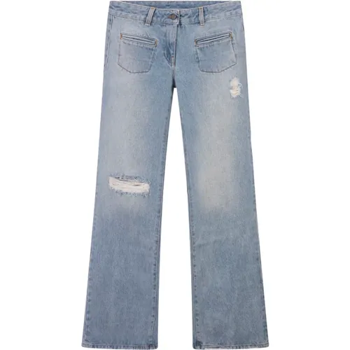 Blaue Bootcut Ripped Denim Jeans , Damen, Größe: W27 - Palm Angels - Modalova