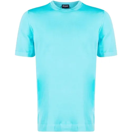 Stylish Turquoise T-Shirt for Men , male, Sizes: XL - Drumohr - Modalova