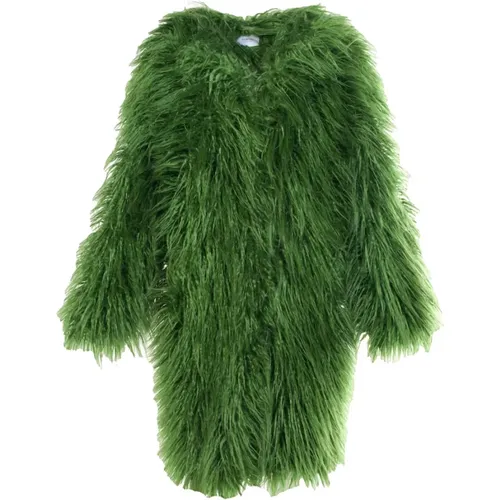 Grüner Mantel aus Kunstpelz mit Druckknöpfen - Fortini - Modalova