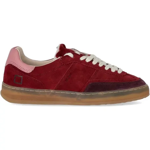 Bordeaux Wildleder Sneaker mit Pinken Details , Damen, Größe: 38 EU - D.A.T.E. - Modalova