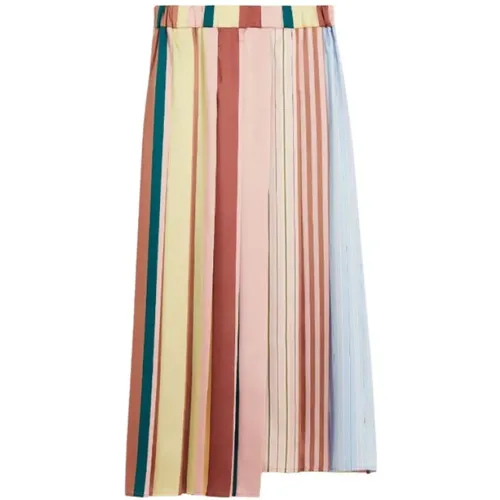 Striped Midi Skirt with Pleated Panel , female, Sizes: S, XS, M - Max Mara Weekend - Modalova