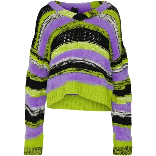 Green Jacquard Sweater Italian Tradition , female, Sizes: M - pinko - Modalova