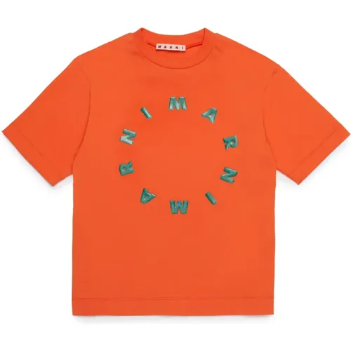 Kontrastierendes Rundes Logo T-Shirt - Marni - Modalova