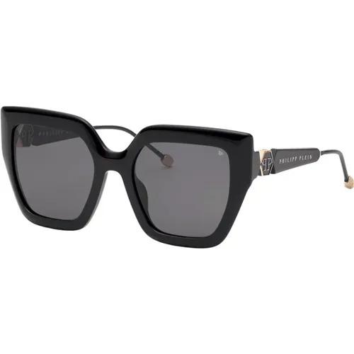 Schwarze Schmetterlingssonnenbrille , Damen, Größe: 53 MM - Philipp Plein - Modalova