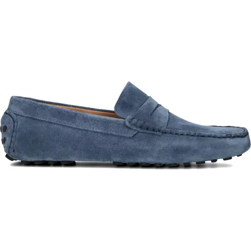 Blaue Wildleder Slip-Ons Stilvolles Modell , Herren, Größe: 44 EU - Stefano Lauran - Modalova