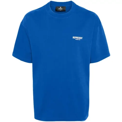 Blauer Logo-Print Jersey T-Shirt , Herren, Größe: L - Represent - Modalova