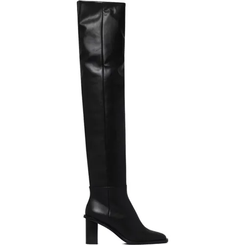 Schwarze Lederstiefel über dem Knie - Max Mara - Modalova