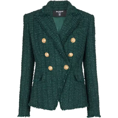 Button tweed jacket , female, Sizes: S, XS, L, M - Balmain - Modalova