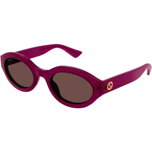 Lila Sonnenbrille Stilvoll Alltagstauglich , Damen, Größe: 53 MM - Gucci - Modalova