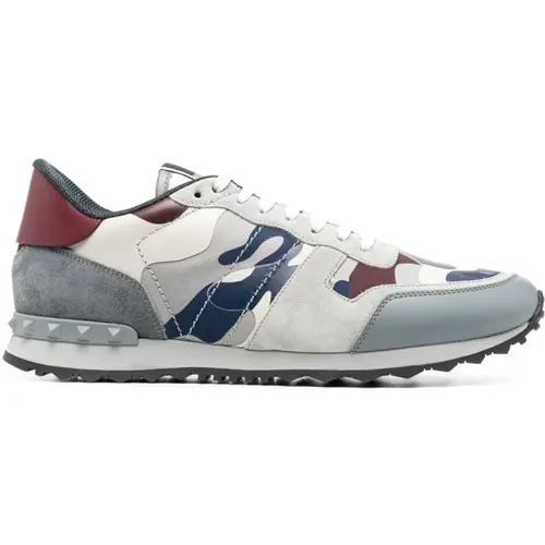 Camo Rock Runner Grey Sneakers , male, Sizes: 10 UK, 9 UK, 8 UK, 9 1/2 UK, 7 UK - Valentino Garavani - Modalova