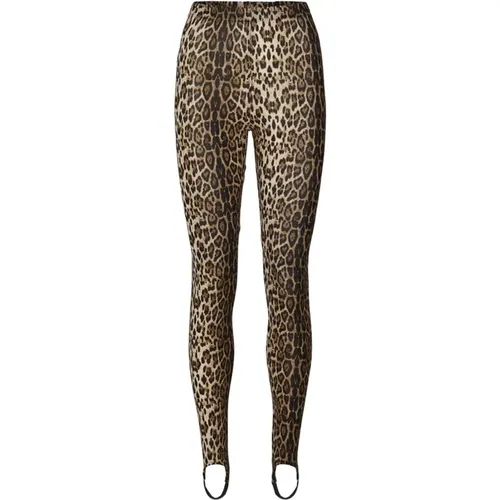 Leopard Print Leggings mit elastischem Bund , Damen, Größe: M - Lollys Laundry - Modalova