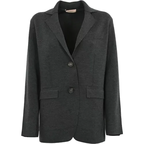 Grauer Wollblazer , Damen, Größe: XS - Twinset - Modalova