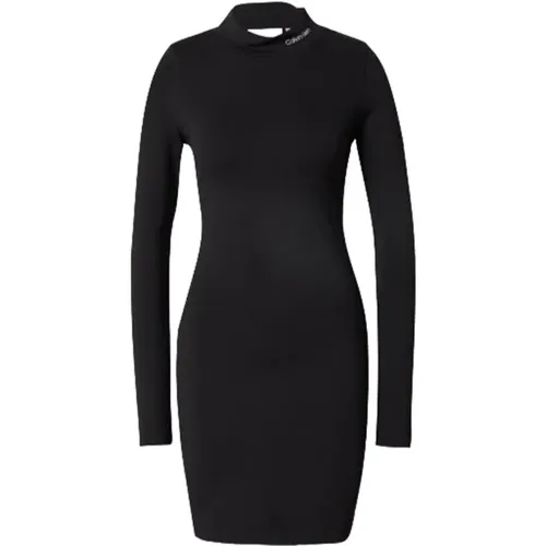 Milano Jersey Kleid mit Rollkragen , Damen, Größe: L - Calvin Klein Jeans - Modalova