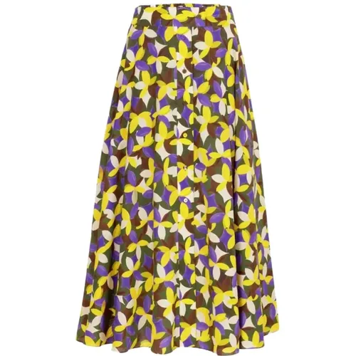 Silk Midi Skirt with Jasmine Print , female, Sizes: M, S - Carolina Herrera - Modalova