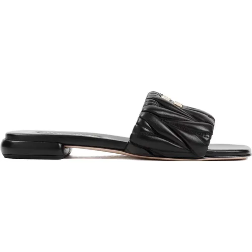 Leather Sandals Chunky Heels , female, Sizes: 3 1/2 UK - Miu Miu - Modalova