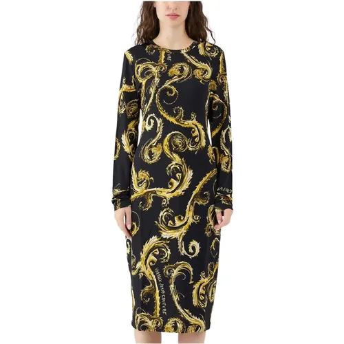 Midi-Kleid mit Chrome-Print , Damen, Größe: 2XL - Versace Jeans Couture - Modalova