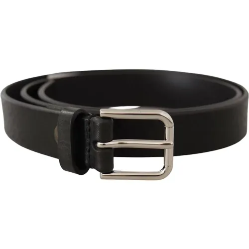 Elegant Leather Belt with Metal Buckle , unisex, Sizes: 80 CM - Dolce & Gabbana - Modalova