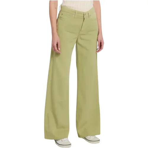 High Waist Linen Camp Pants , female, Sizes: W27 - 7 For All Mankind - Modalova