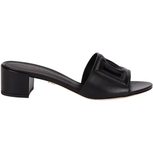 Schwarze Mule aus Kalbsleder mit 4 cm Absatz , Damen, Größe: 36 1/2 EU - Dolce & Gabbana - Modalova