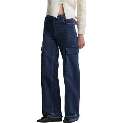 Stone-washed weite Jeans mit großen Taschen , Damen, Größe: W28 - Kocca - Modalova